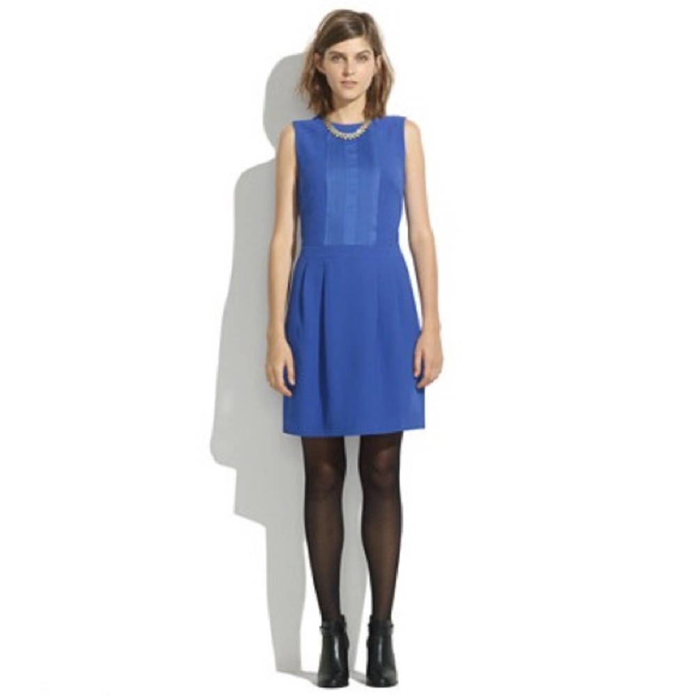 Madewell Blue Pleat Front Dress